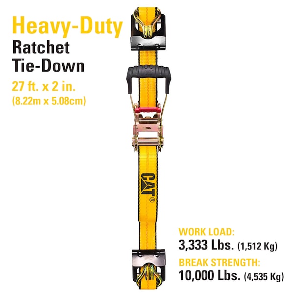 Heavy Duty Ratchet Tie Down W/Patented 2-in-1 Hook-27'x2 (3300/10000)
